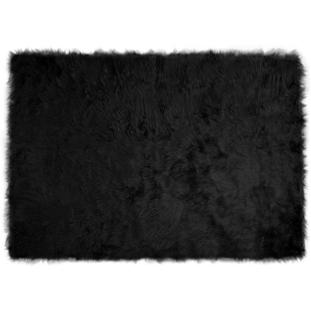 Vidaxl nep schapenvacht tapijt tafalla zwart 140 x 200 cm polyester