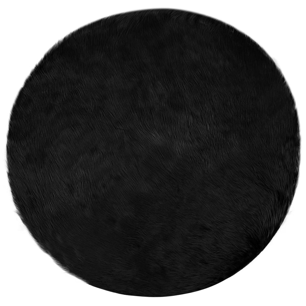 Vidaxl nep schapenvacht tapijt tafalla zwart ø 80 cm polyester