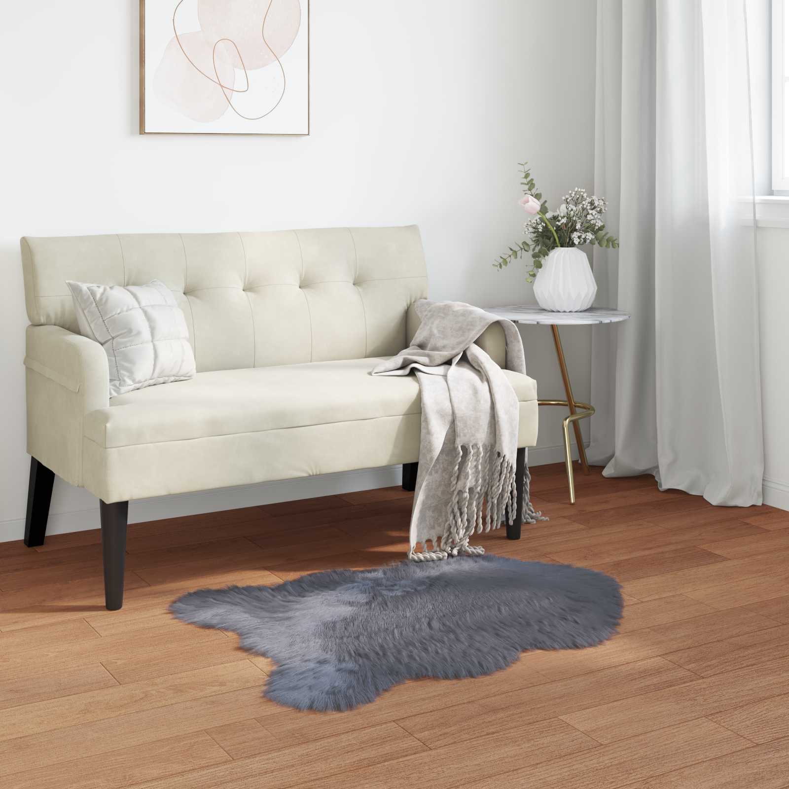 Vidaxl nep schapenvacht tapijt tafalla antraciet 50 x 80 cm polyester