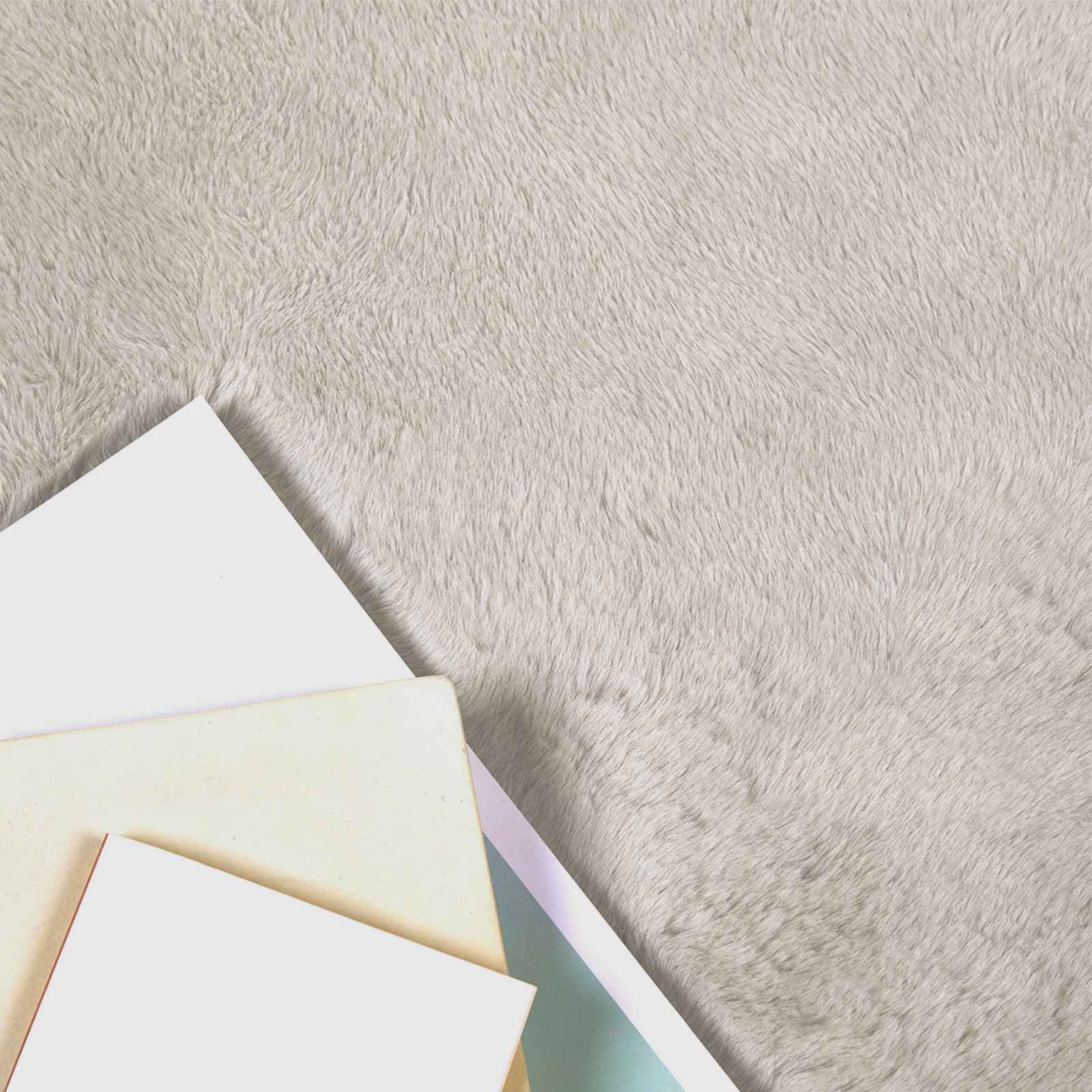 Vidaxl nep konijnenbont tapijt olite beige 240 x 240 cm polyester