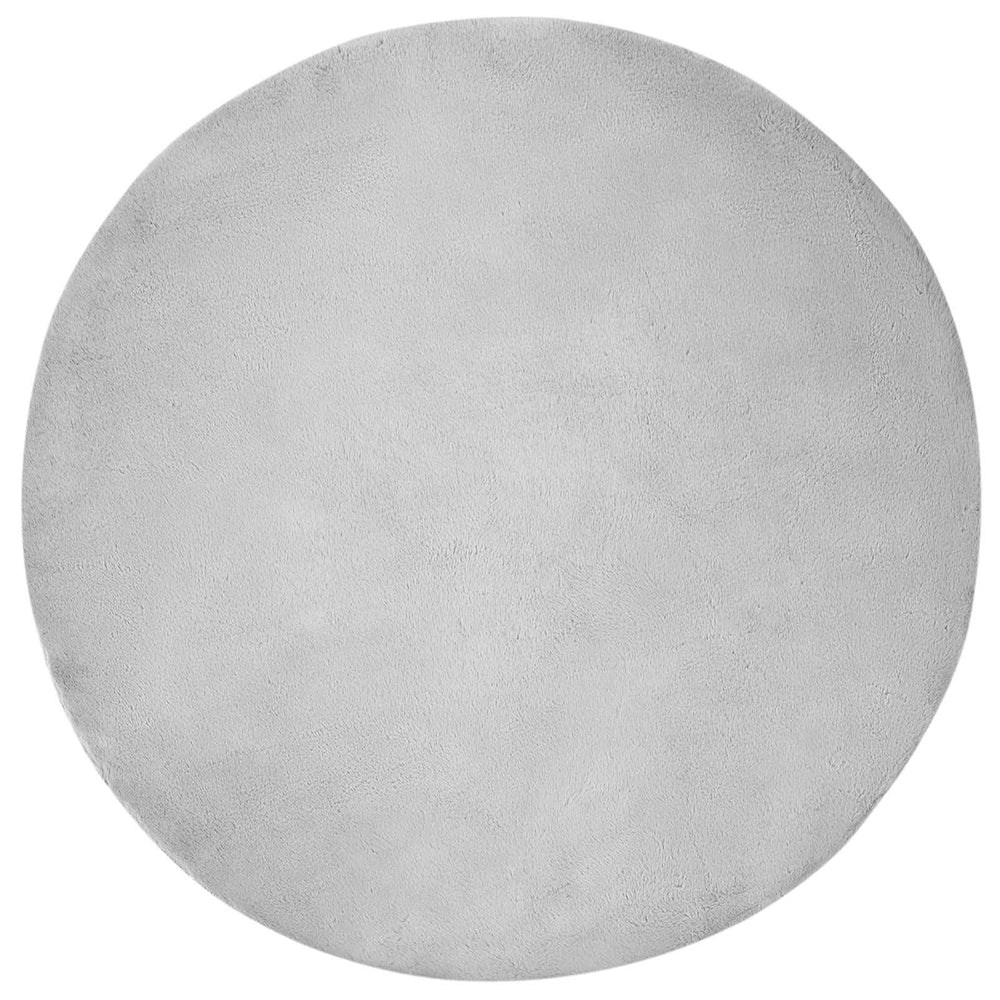 Vidaxl nep konijnenbont tapijt olite grijs ø 120 cm polyester