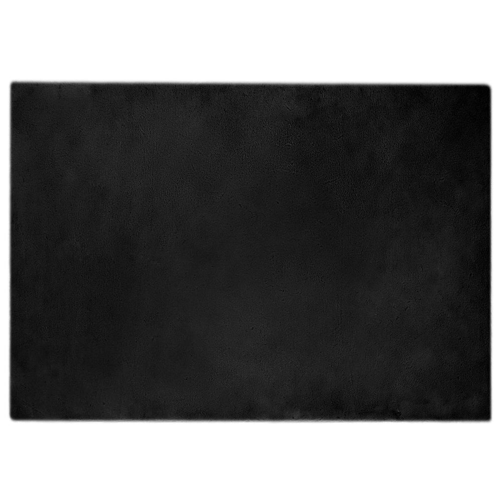 Vidaxl nep konijnenbont tapijt olite zwart 140 x 200 cm polyester