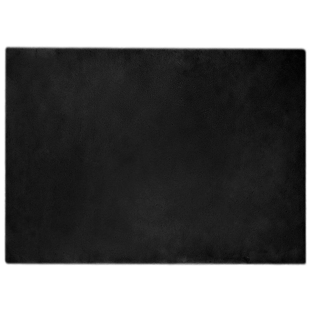 Vidaxl nep konijnenbont tapijt olite zwart 200 x 280 cm polyester
