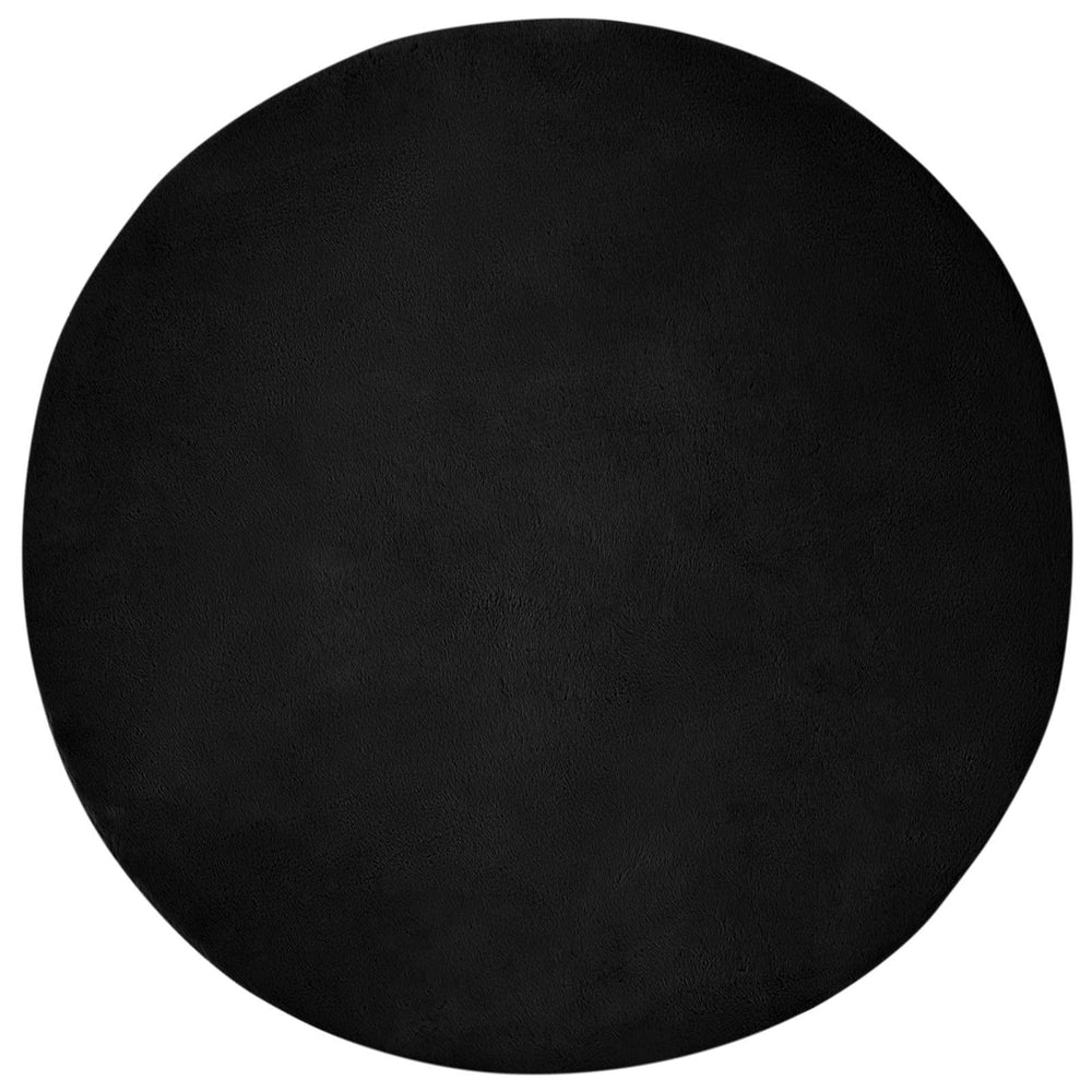Vidaxl nep konijnenbont tapijt olite zwart ø 100 cm polyester