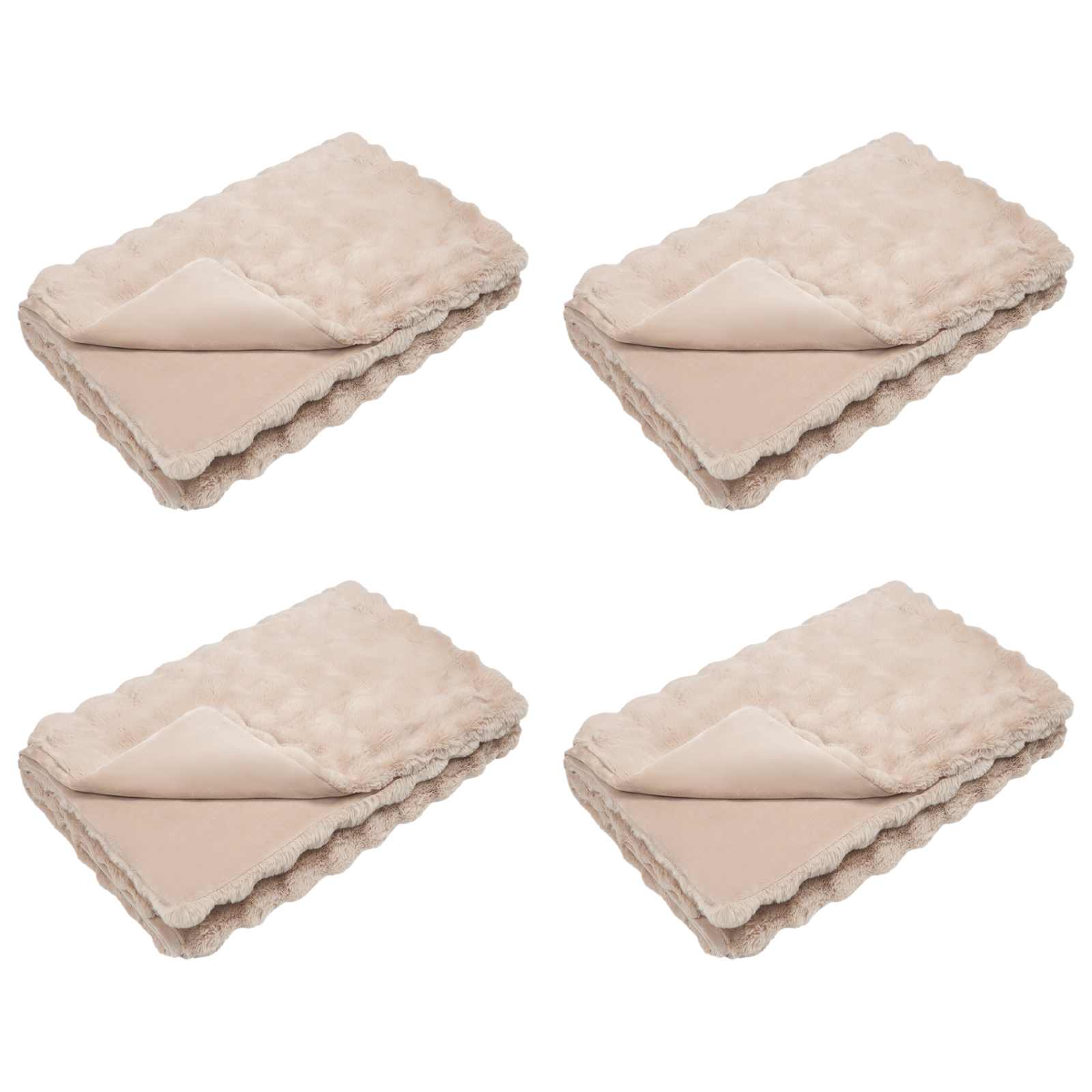 Vidaxl neppels konijnenbont deken olite 4 pcs beige 220 x 240 cm