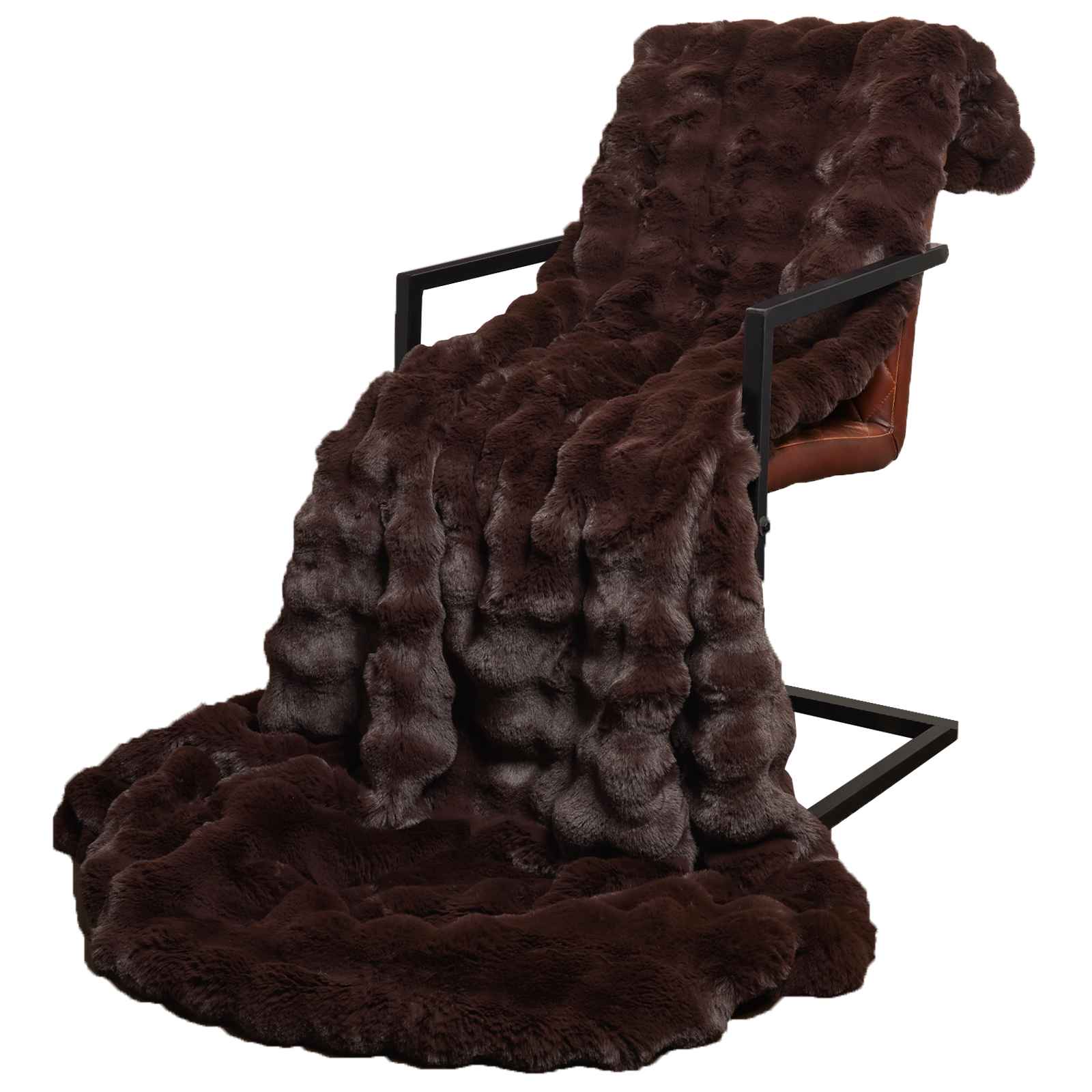 Vidaxl neppels konijnenbont deken olite kameel 130 x 150 cm polyester
