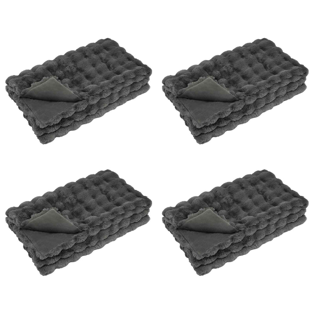 Vidaxl neppels konijnenbont deken olite 4 pcs donkergrijs 130 x 150 cm