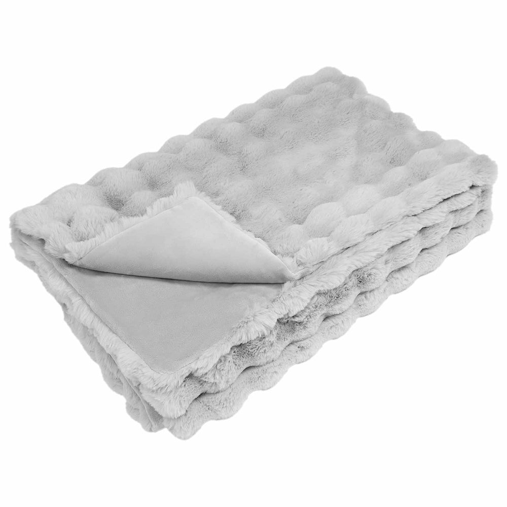 Vidaxl neppels konijnenbont deken olite grijs 150 x 220 cm polyester