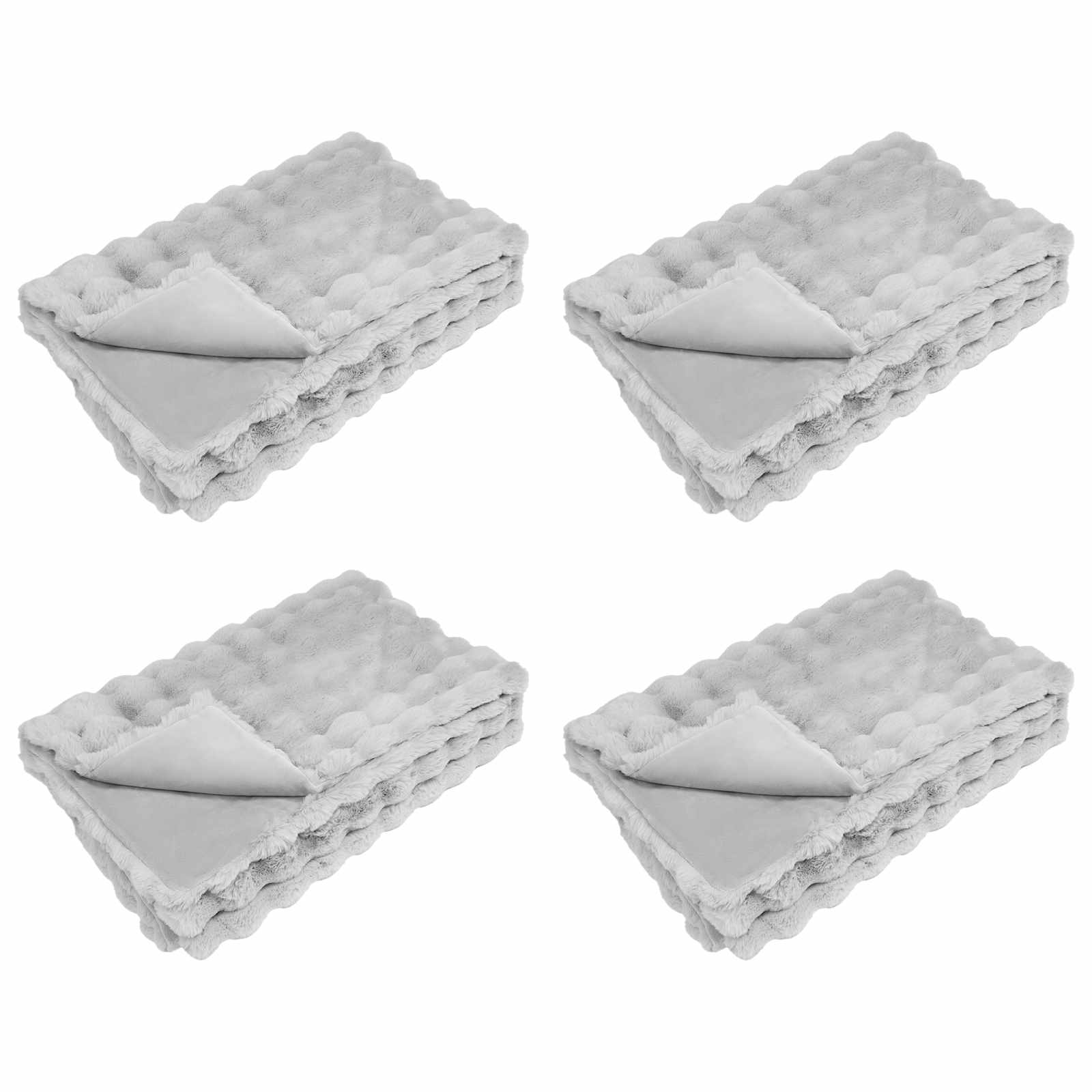 Vidaxl neppels konijnenbont deken olite 4 pcs grijs 150 x 220 cm