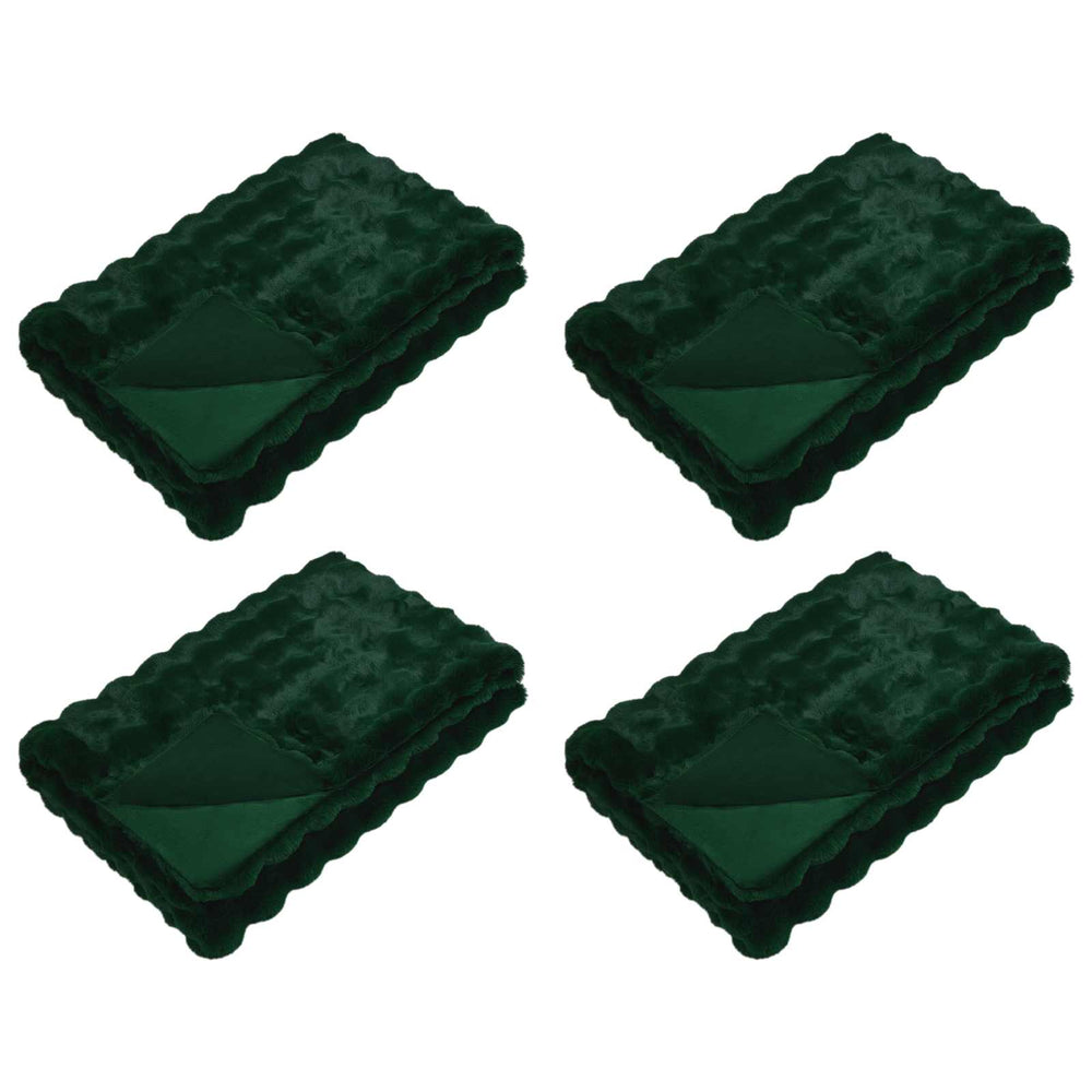 Vidaxl neppels konijnenbont deken olite 4 pcs donkergroen 130 x 150 cm