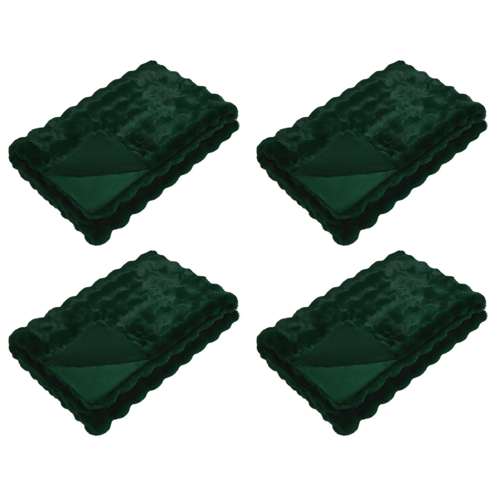 Vidaxl neppels konijnenbont deken olite 4 pcs donkergroen 240 x 270 cm
