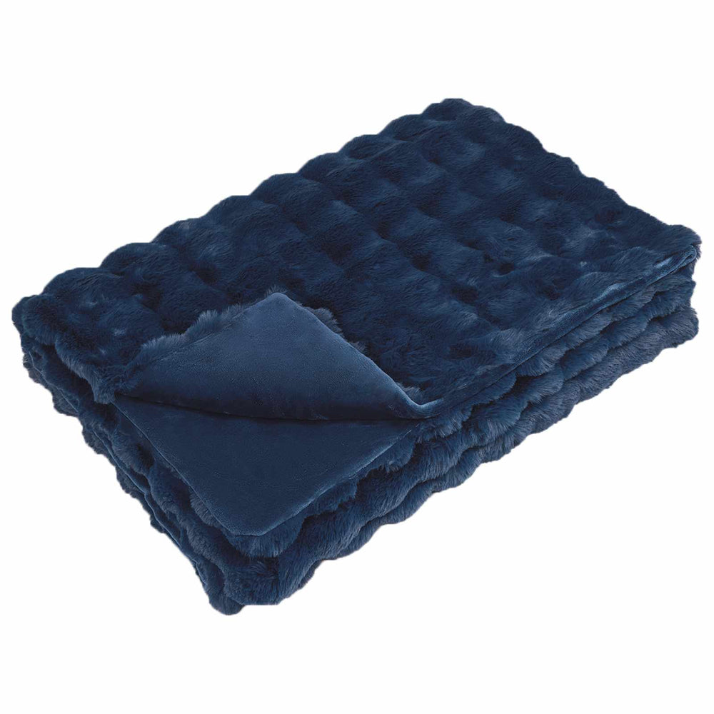 Vidaxl neppels konijnenbont deken olite marineblauw 130 x 150 cm