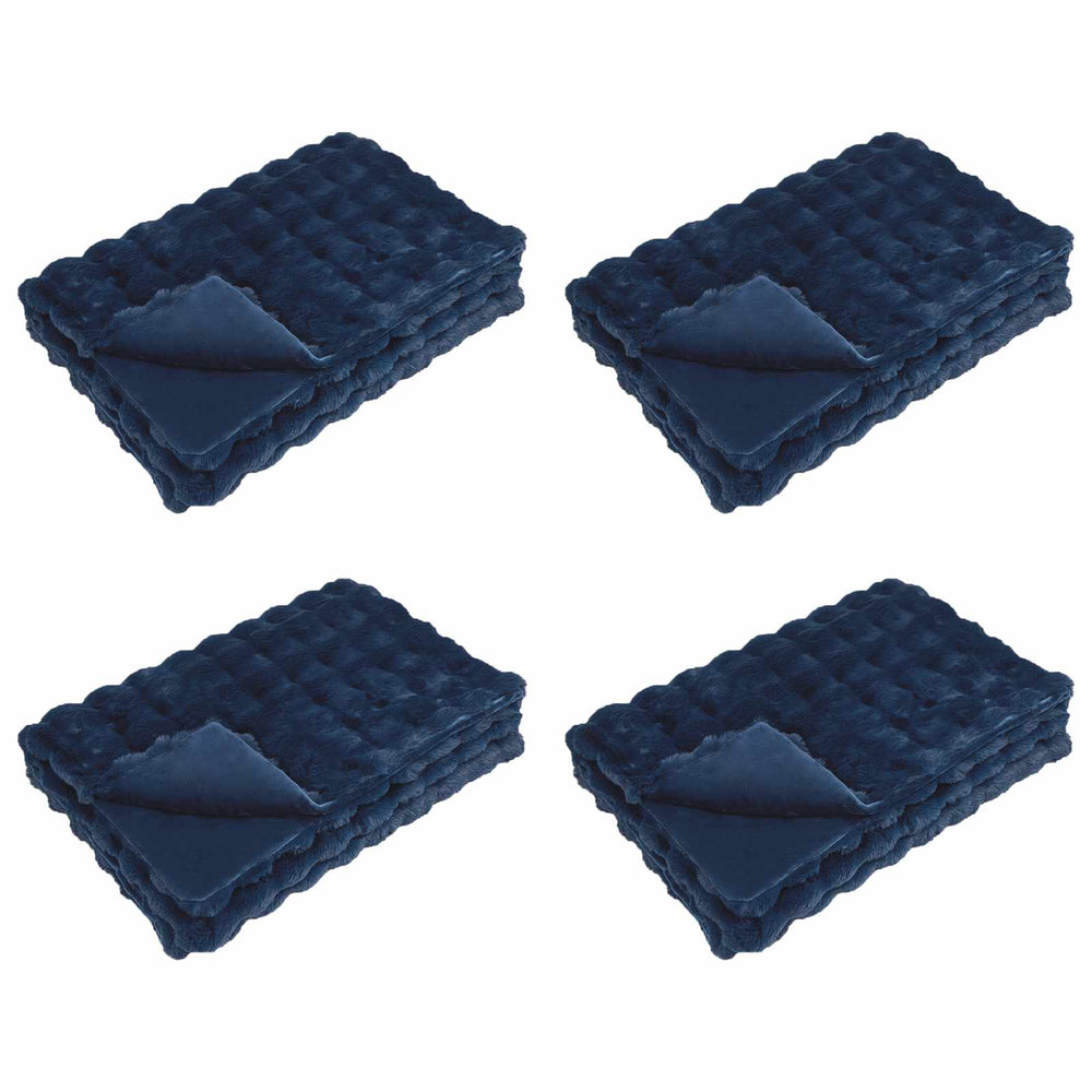 Vidaxl neppels konijnenbont deken olite 4 pcs marineblauw 220 x 240 cm