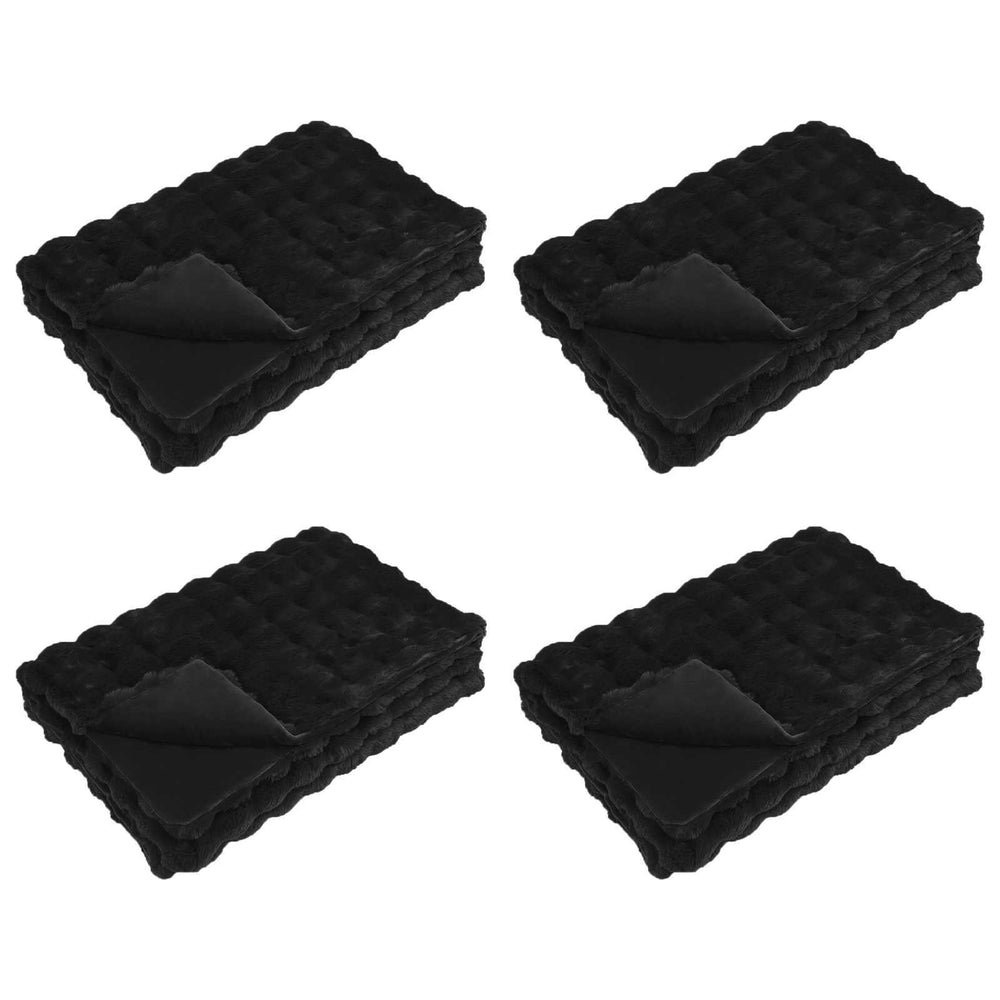 Vidaxl neppels konijnenbont deken olite 4 pcs zwart 150 x 220 cm