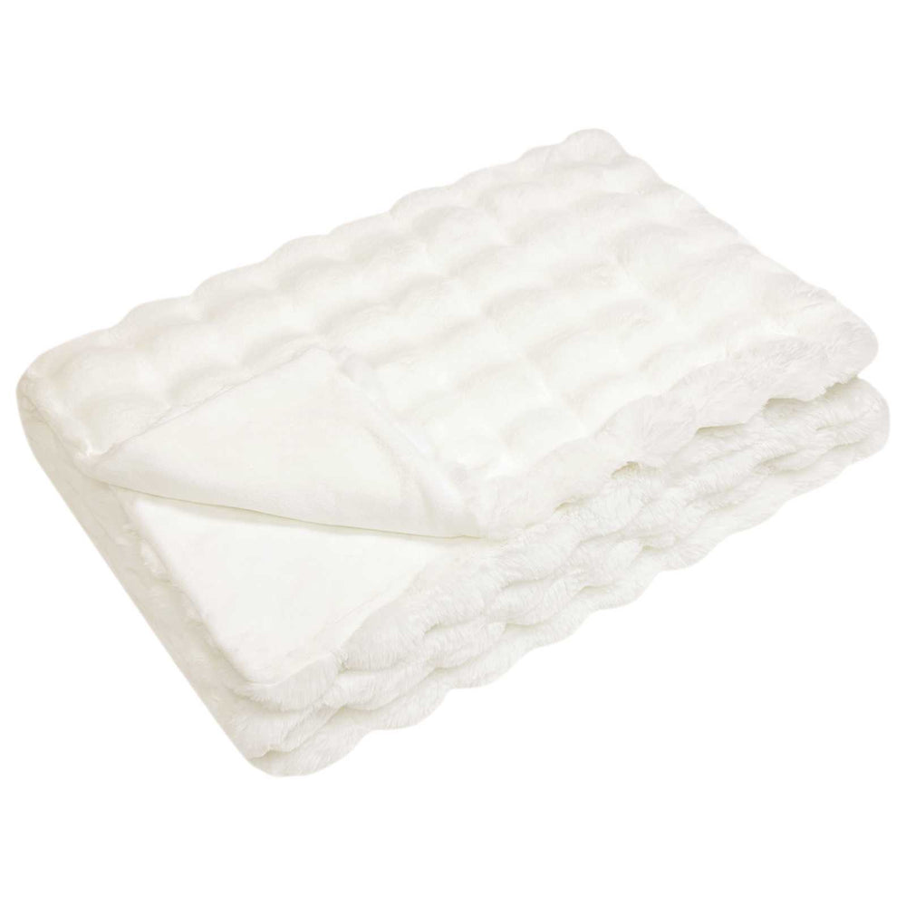 Vidaxl neppels konijnenbont deken olite wit 130 x 150 cm polyester