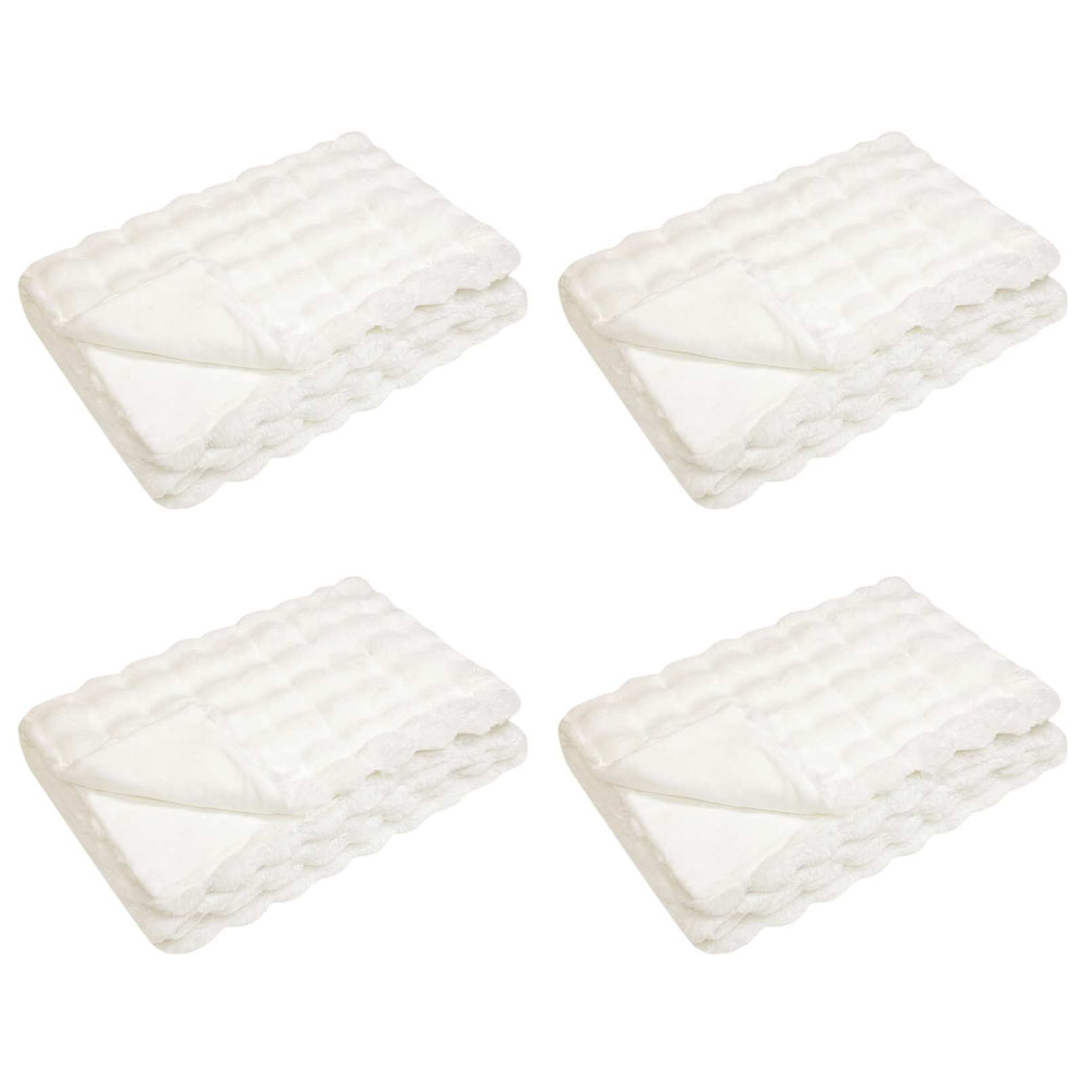 Vidaxl neppels konijnenbont deken olite 4 pcs wit 130 x 150 cm