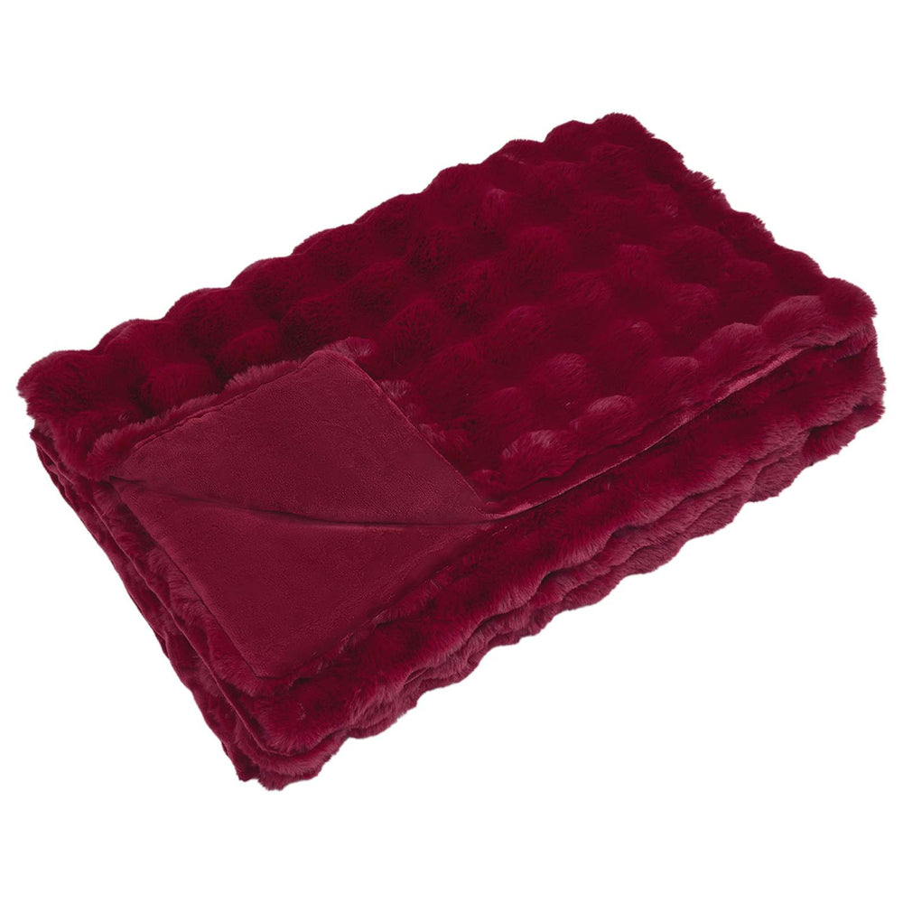 Vidaxl neppels konijnenbont deken olite bordeaux rood 130 x 150 cm