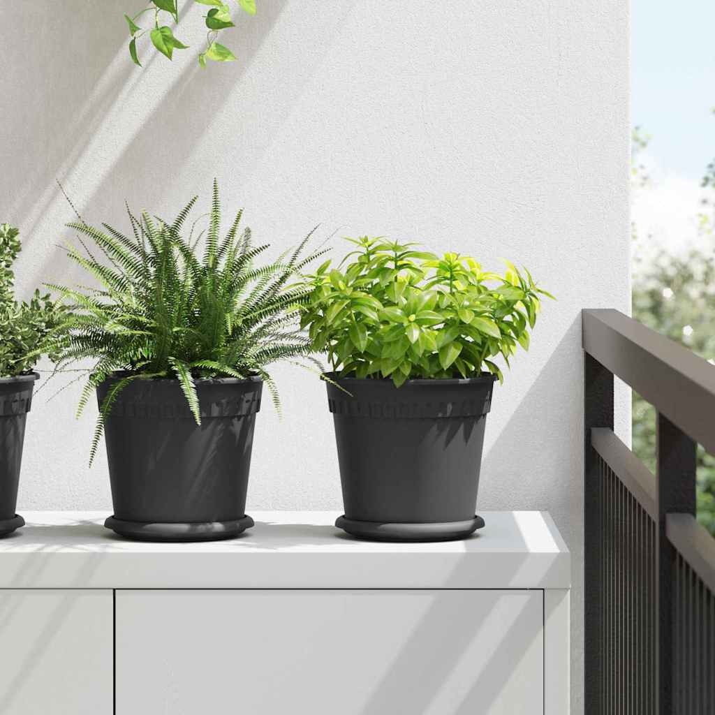 Vidaxl ronde bloempot 6 pcs zwart ø 19 x 16 cm kunststof