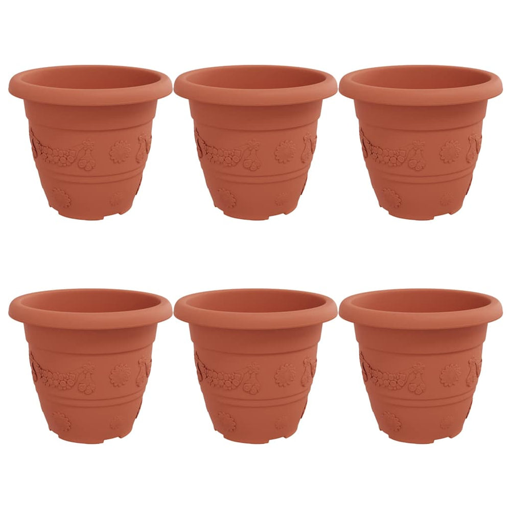 Vidaxl ronde bloempot 6 pcs baksteenrood ø 26 x 21.5 cm kunststof