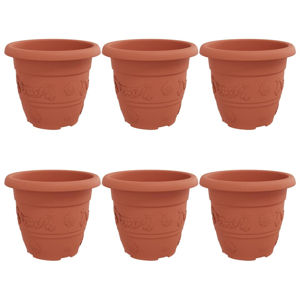 Vidaxl ronde bloempot 6 pcs baksteenrood ø 26 x 21.5 cm kunststof