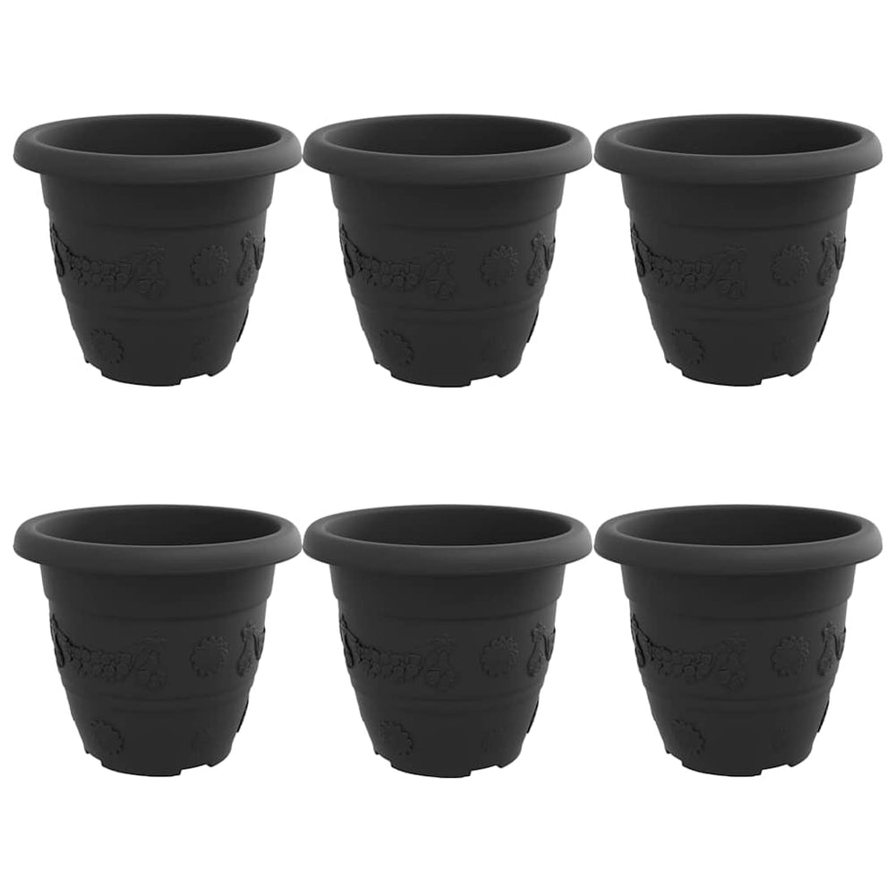 Vidaxl ronde bloempot 6 pcs zwart ø 26 x 21.5 cm kunststof