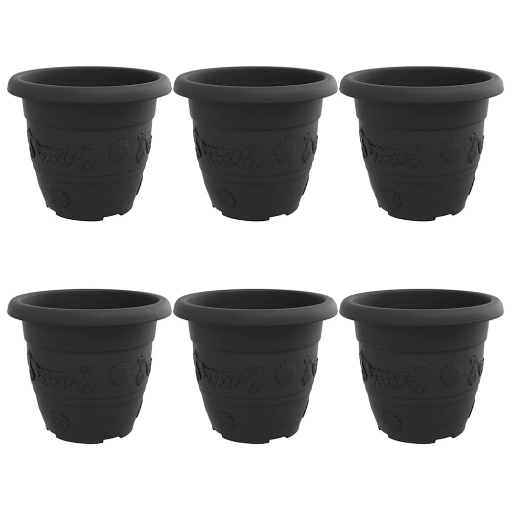 Vidaxl ronde bloempot 6 pcs zwart ø 26 x 21.5 cm kunststof
