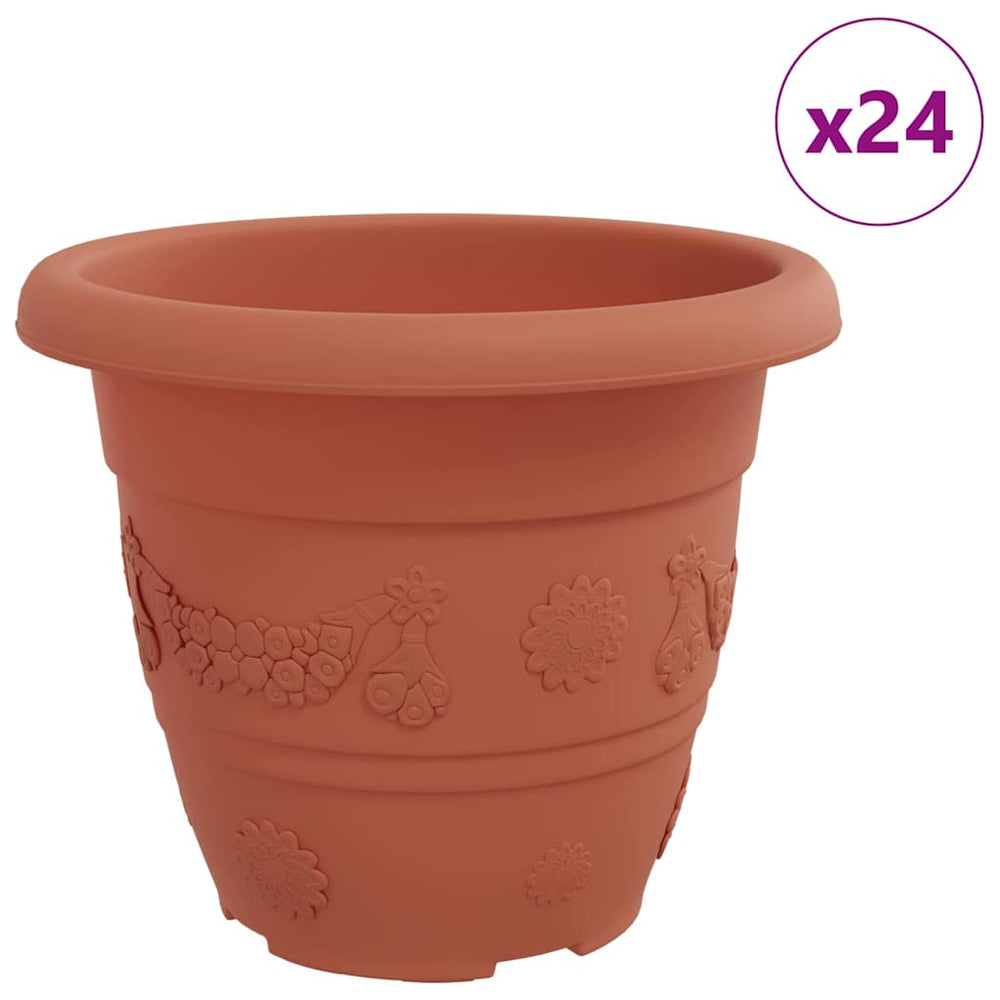 Vidaxl ronde bloempot 24 pcs baksteenrood ø 26 x 21.5 cm kunststof
