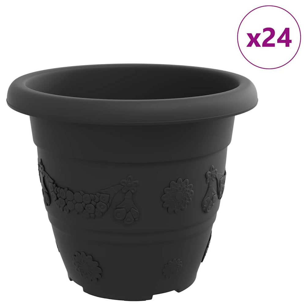 Vidaxl ronde bloempot 24 pcs zwart ø 26 x 21.5 cm kunststof