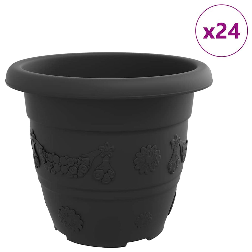 Vidaxl ronde bloempot 24 pcs zwart ø 26 x 21.5 cm kunststof