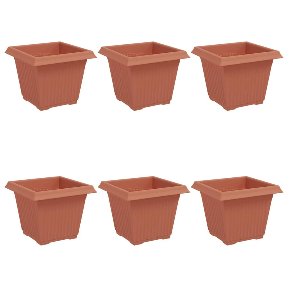 Vidaxl vierkante bloempot 6 pcs baksteenrood 20 x 20 x 16 cm kunststof