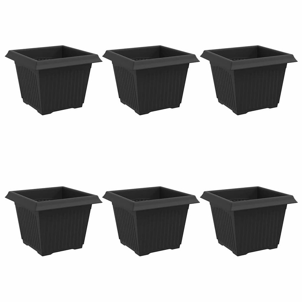 Vidaxl vierkante bloempot 6 pcs zwart 23 x 23 x 17,5 cm kunststof