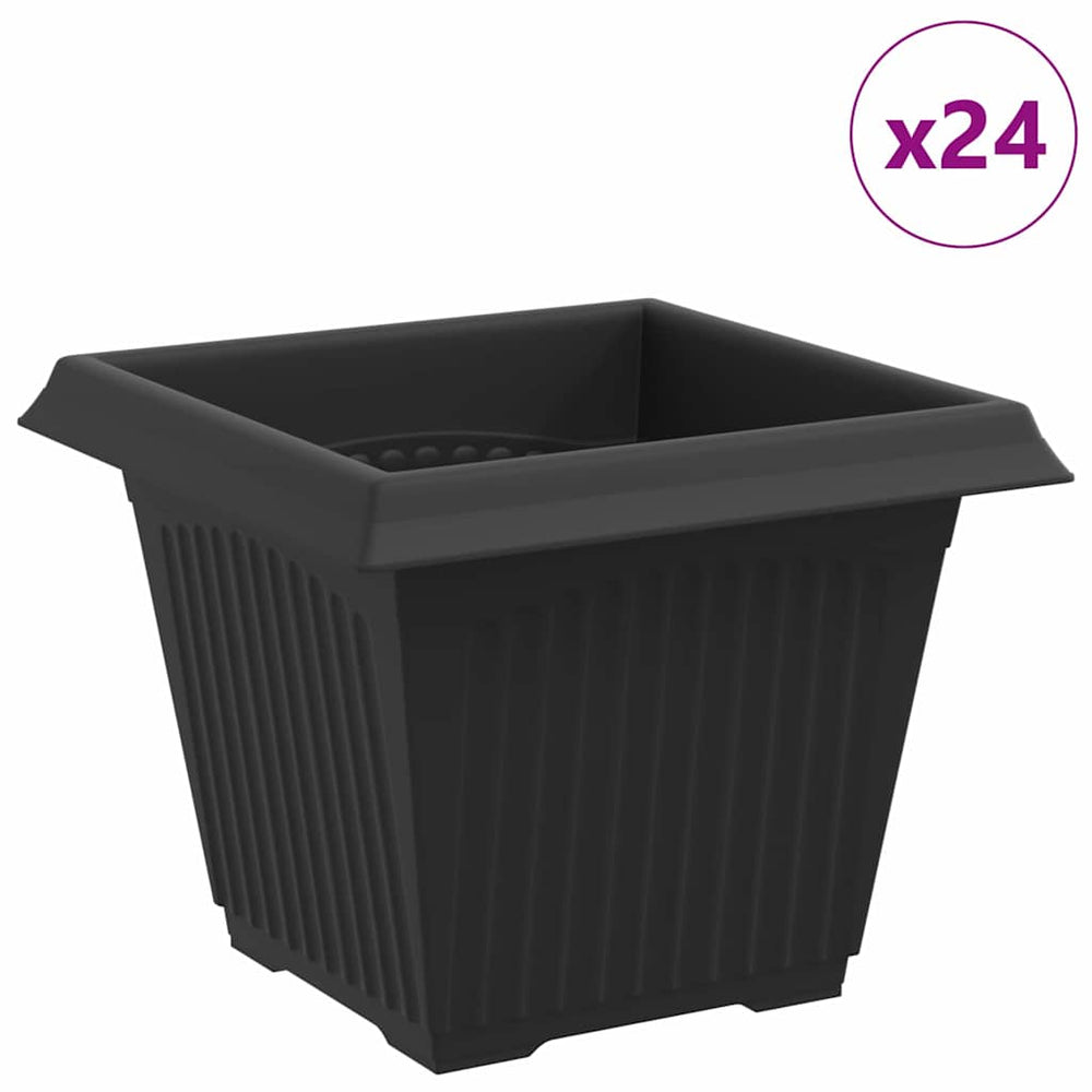 Vidaxl vierkante bloempot 24 pcs zwart 33 x 33 x 26 cm kunststof