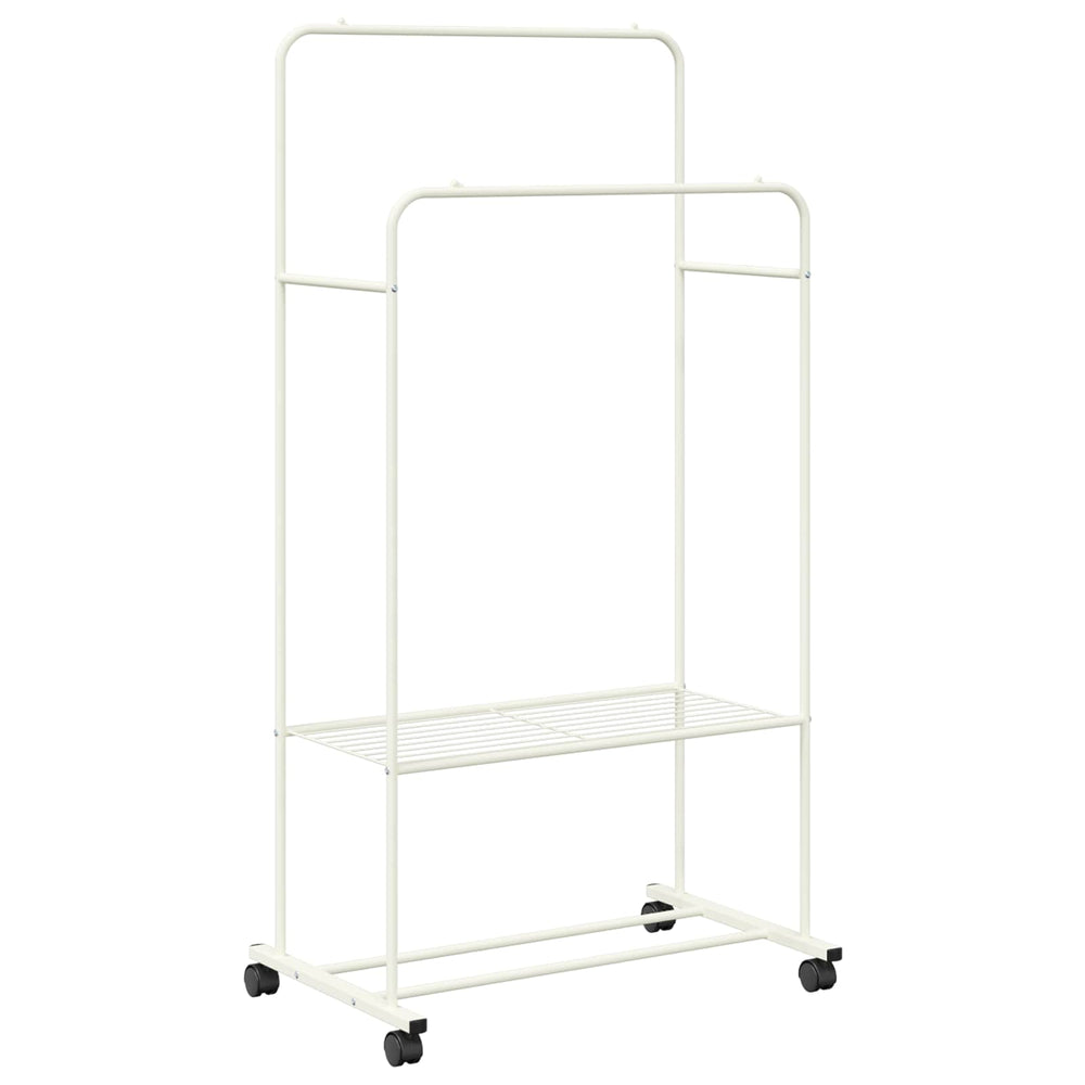 Vidaxl kledingrek met plank met wiel met opslag wit 80 x 53 x 156 cm