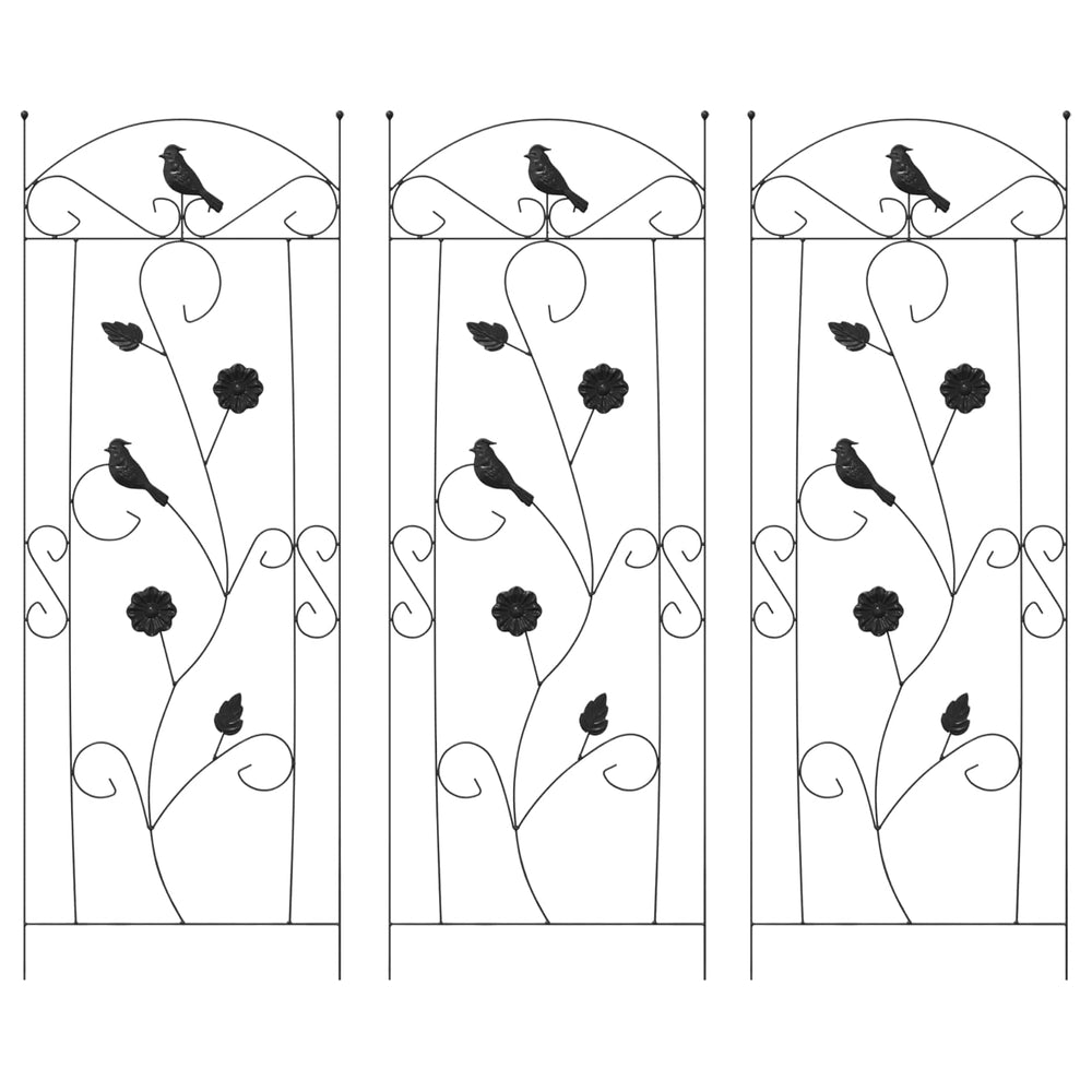 Vidaxl tuinhek 3 pcs zwart 110 x 40 cm staal