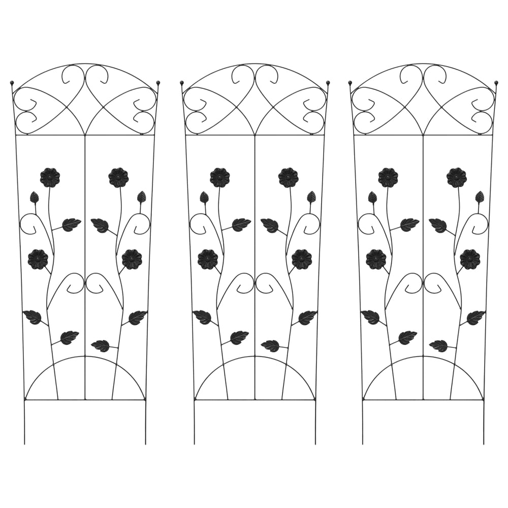 Vidaxl tuinhek 3 pcs zwart 110,5 x 42,5 cm staal