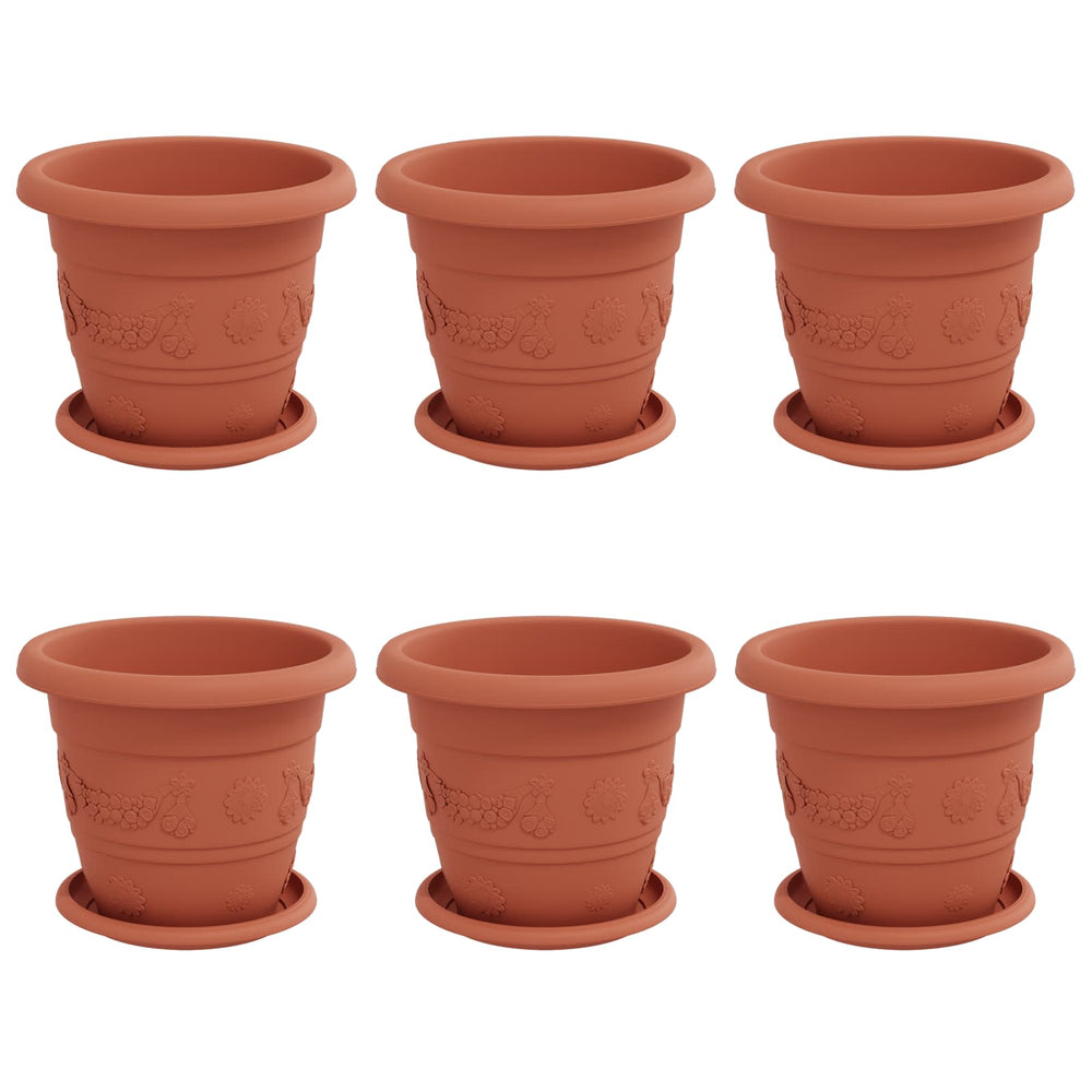 Vidaxl plantenpotten 6 pcs baksteenrood ø 26 x 21.5 cm kunststof