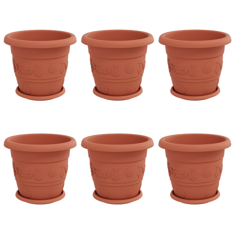 Vidaxl plantenpotten 6 pcs baksteenrood ø 26 x 21.5 cm kunststof