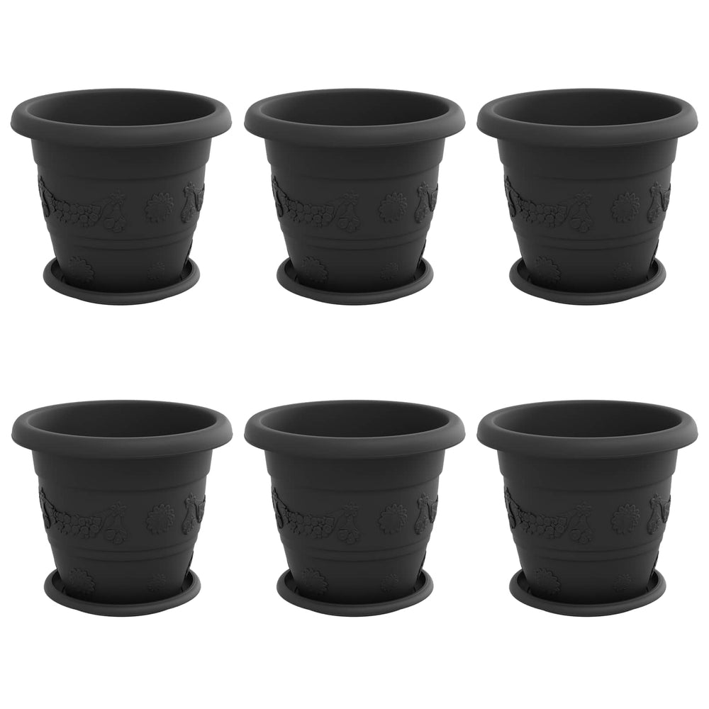 Vidaxl plantenpotten 6 pcs zwart ø 26 x 21.5 cm kunststof