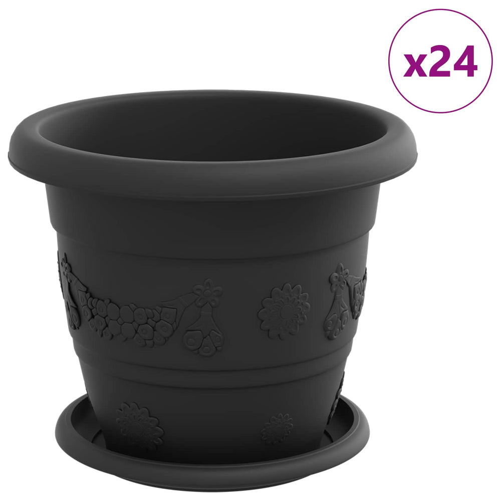 Vidaxl plantenpotten 24 pcs zwart ø 26 x 21.5 cm kunststof
