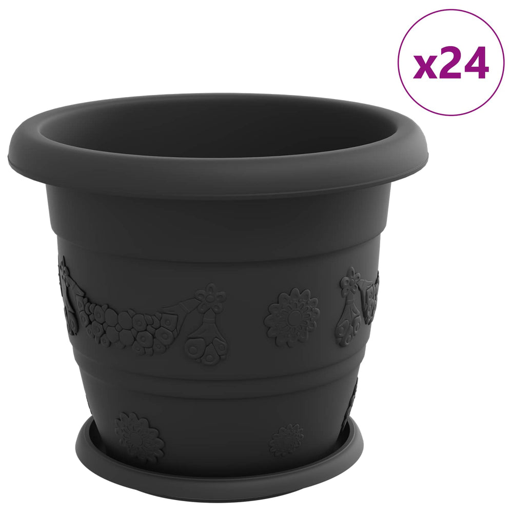 Vidaxl plantenpotten 24 pcs zwart ø 26 x 21.5 cm kunststof
