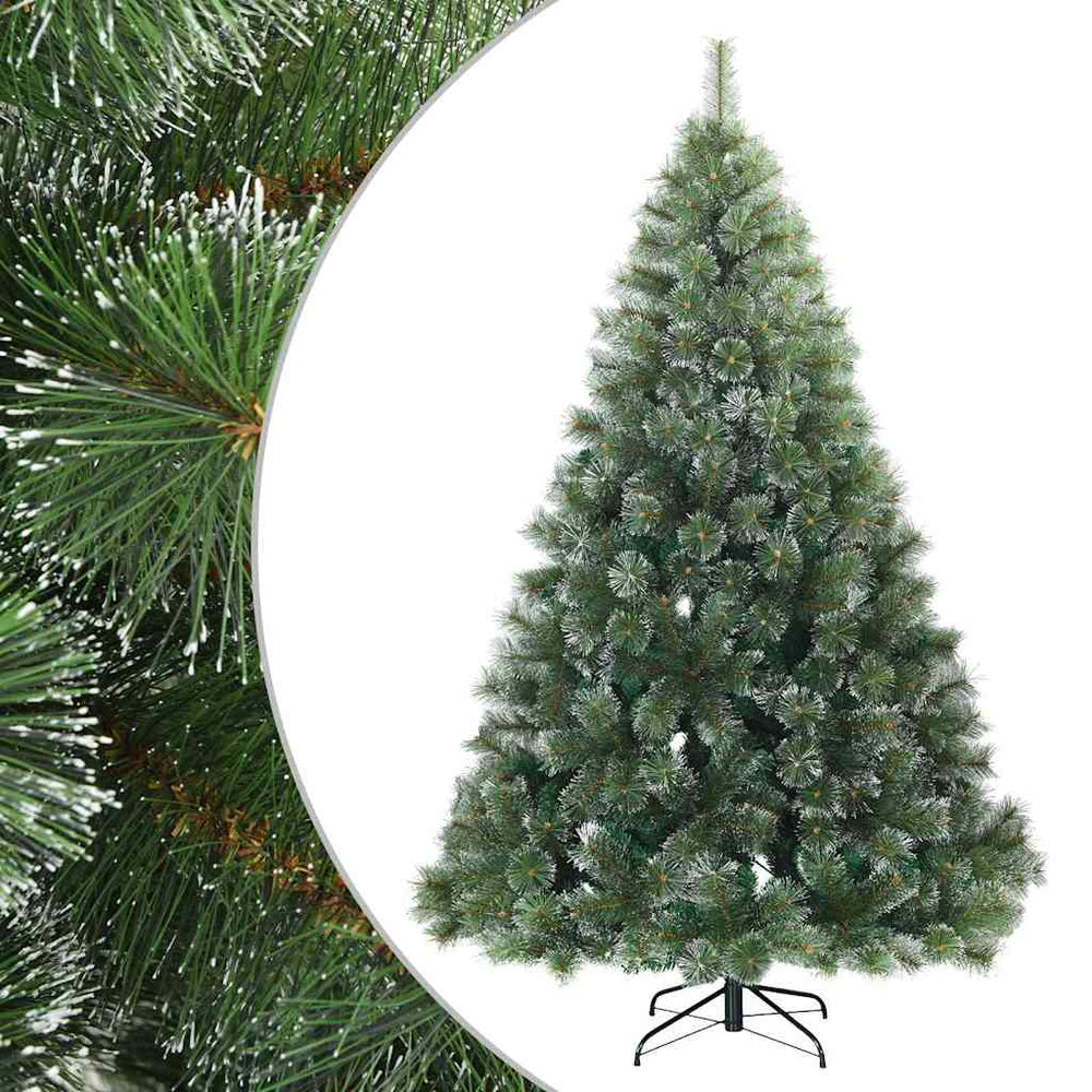 Vidaxl kunst kerstboom met geveerde takken, sneeuw bedekt groen 210 cm