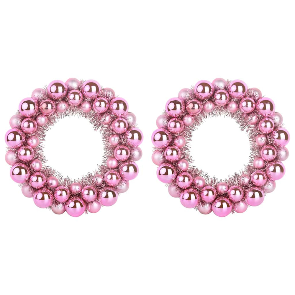 Vidaxl kerstbal kransen 2 pcs roze 33 x 33 x 7 cm polystyreen