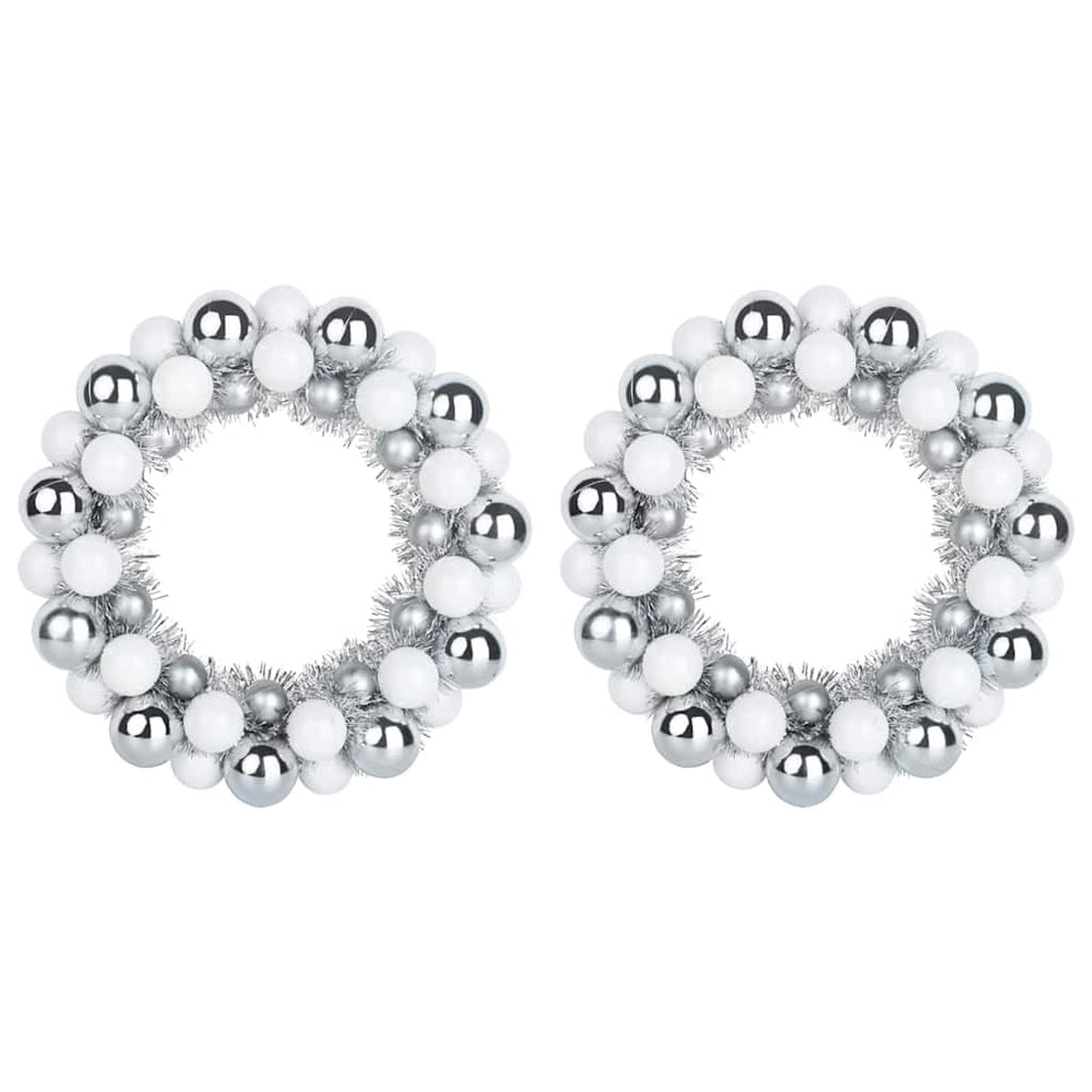 Vidaxl kerstbal kransen 2 pcs wit en zilver 33 x 33 x 7 cm polystyreen