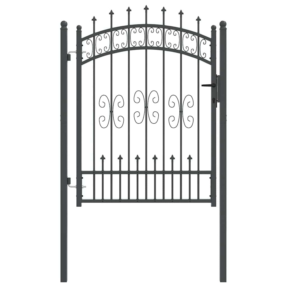 Vidaxl hekpoort met spear boven met slot grijs 103 x 175 cm staal
