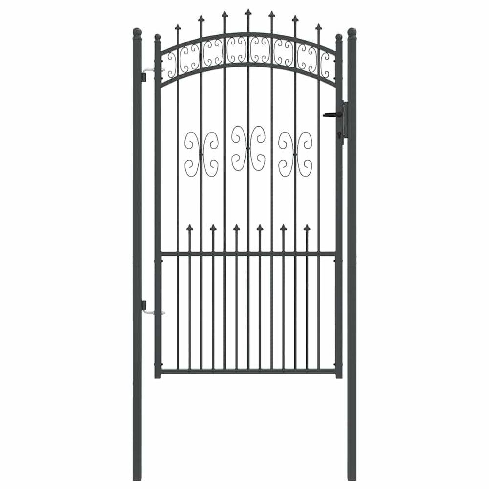 Vidaxl hekpoort met spear boven met slot grijs 103 x 175 cm staal