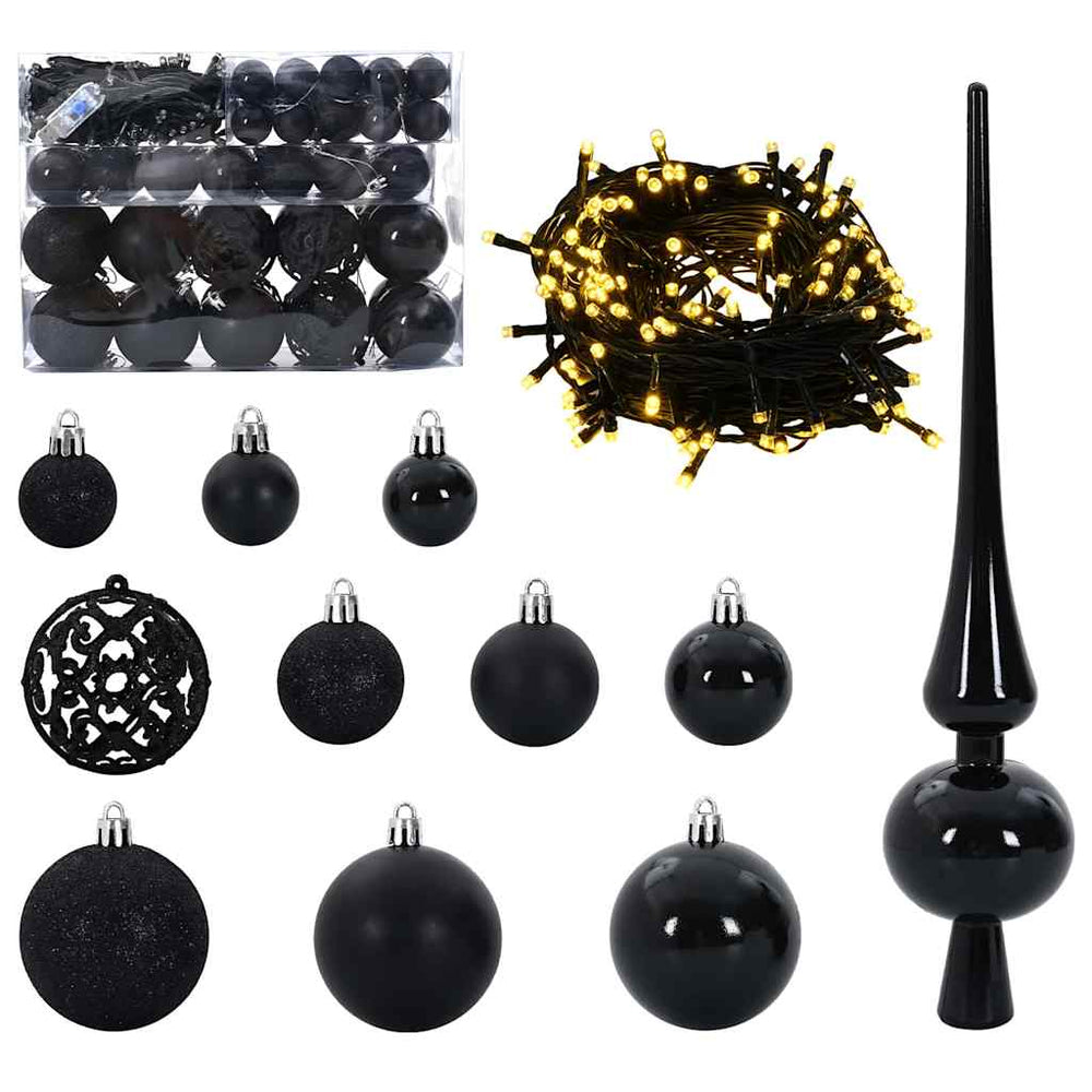 Vidaxl kerstbal set met 150 led 61 pcs zwart kunststof
