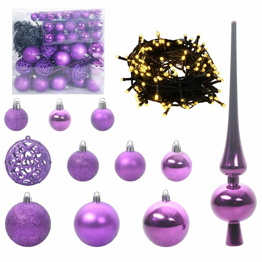 Vidaxl kerstbal set met 300 led 120 pcs lila kunststof