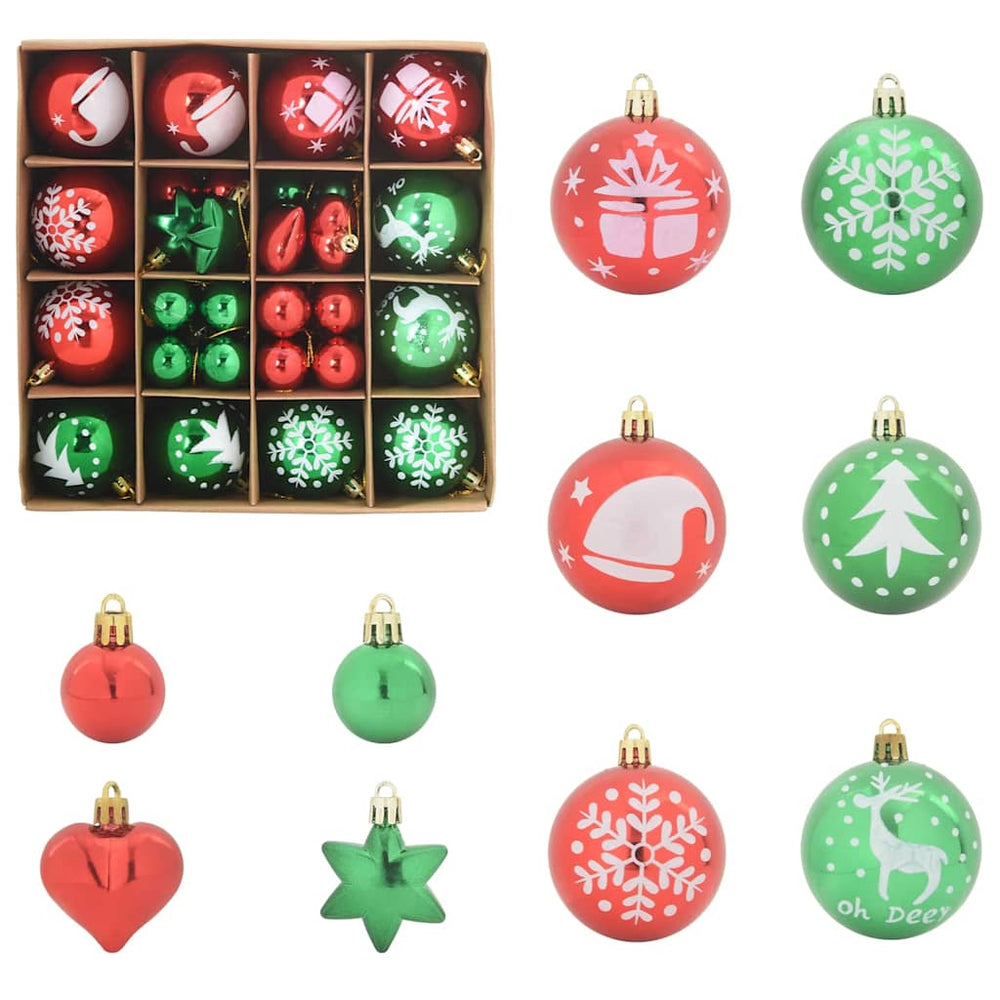 Vidaxl kerstbal set 40 pcs rood en groen kunststof