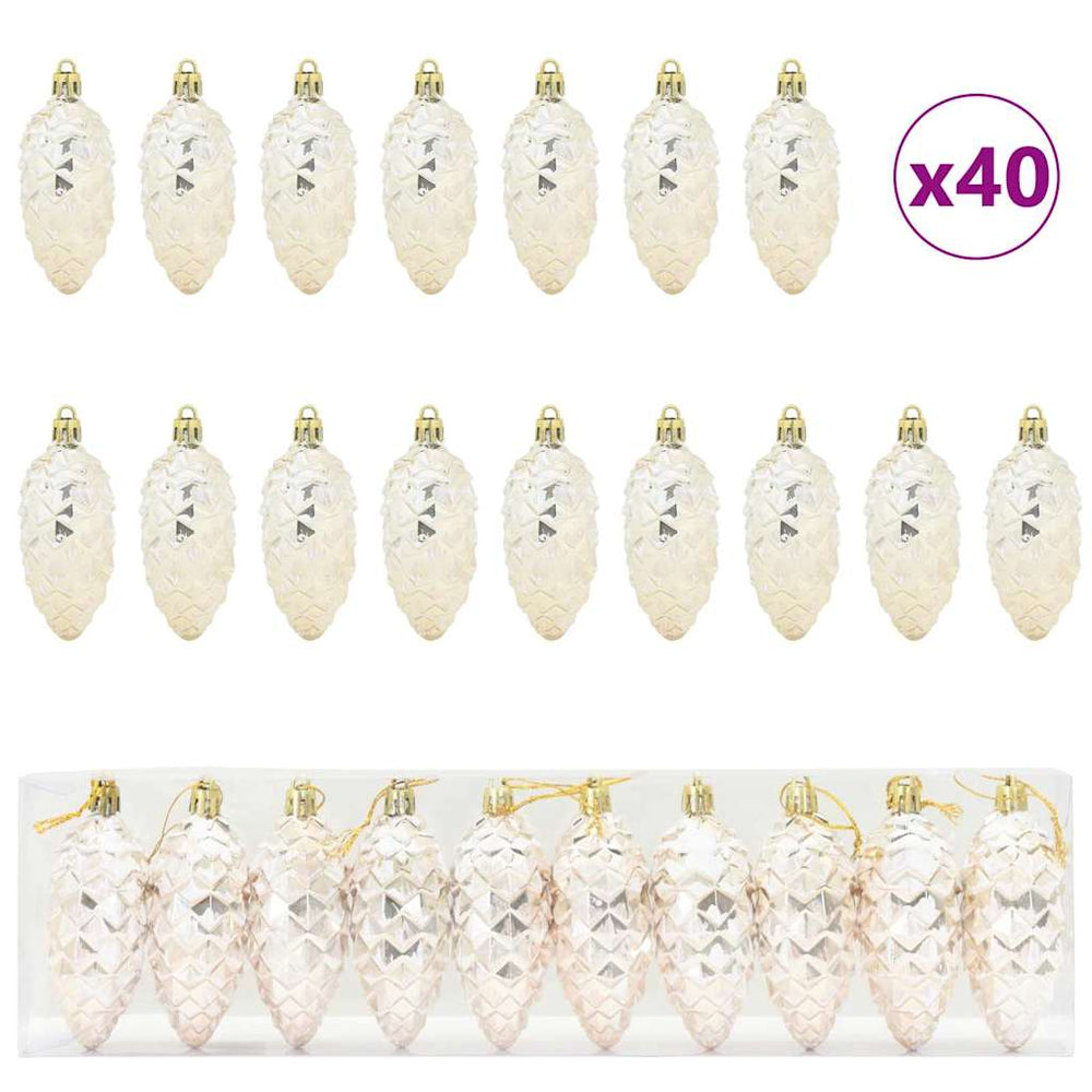 Vidaxl kerstdennenappeltje 40 pcs champagne kunststof