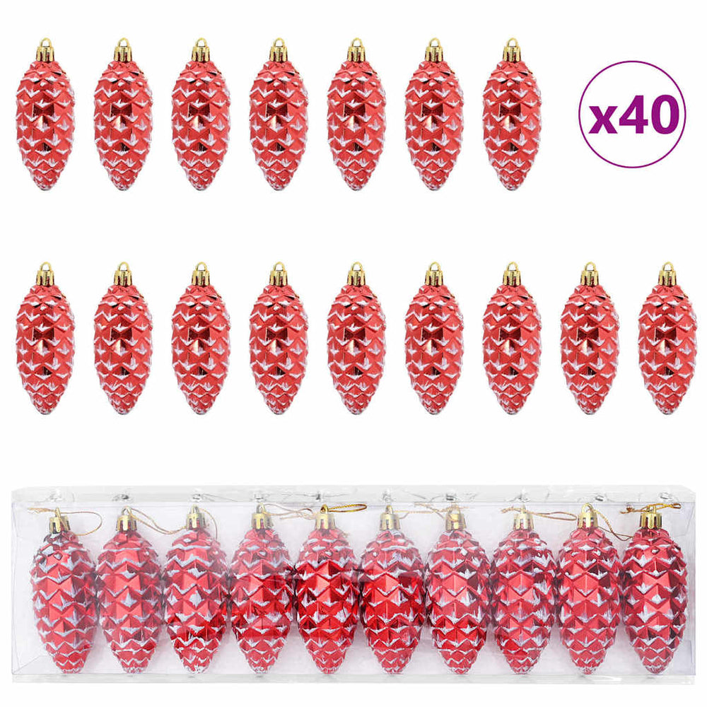 Vidaxl kerstdennenappeltje 40 pcs rood kunststof